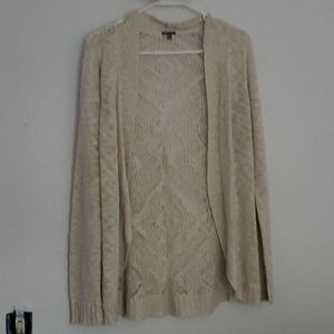 Cream cardigan sweater with lace open back